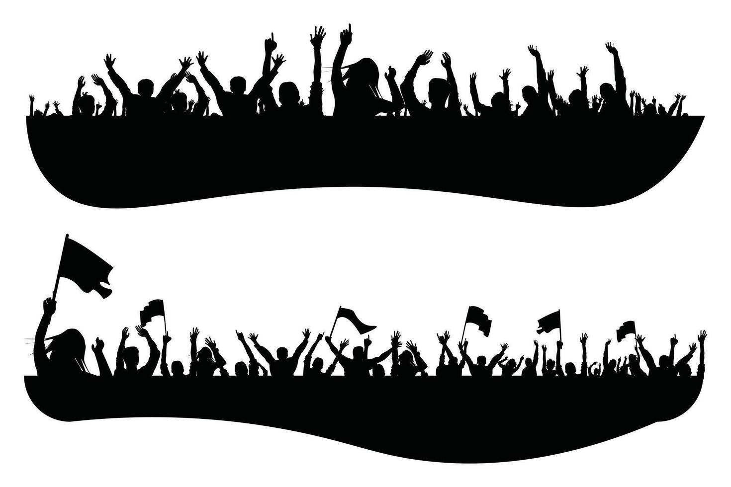 Silhouette Crowd with Flags and Banners for Sports Events and Protests vector