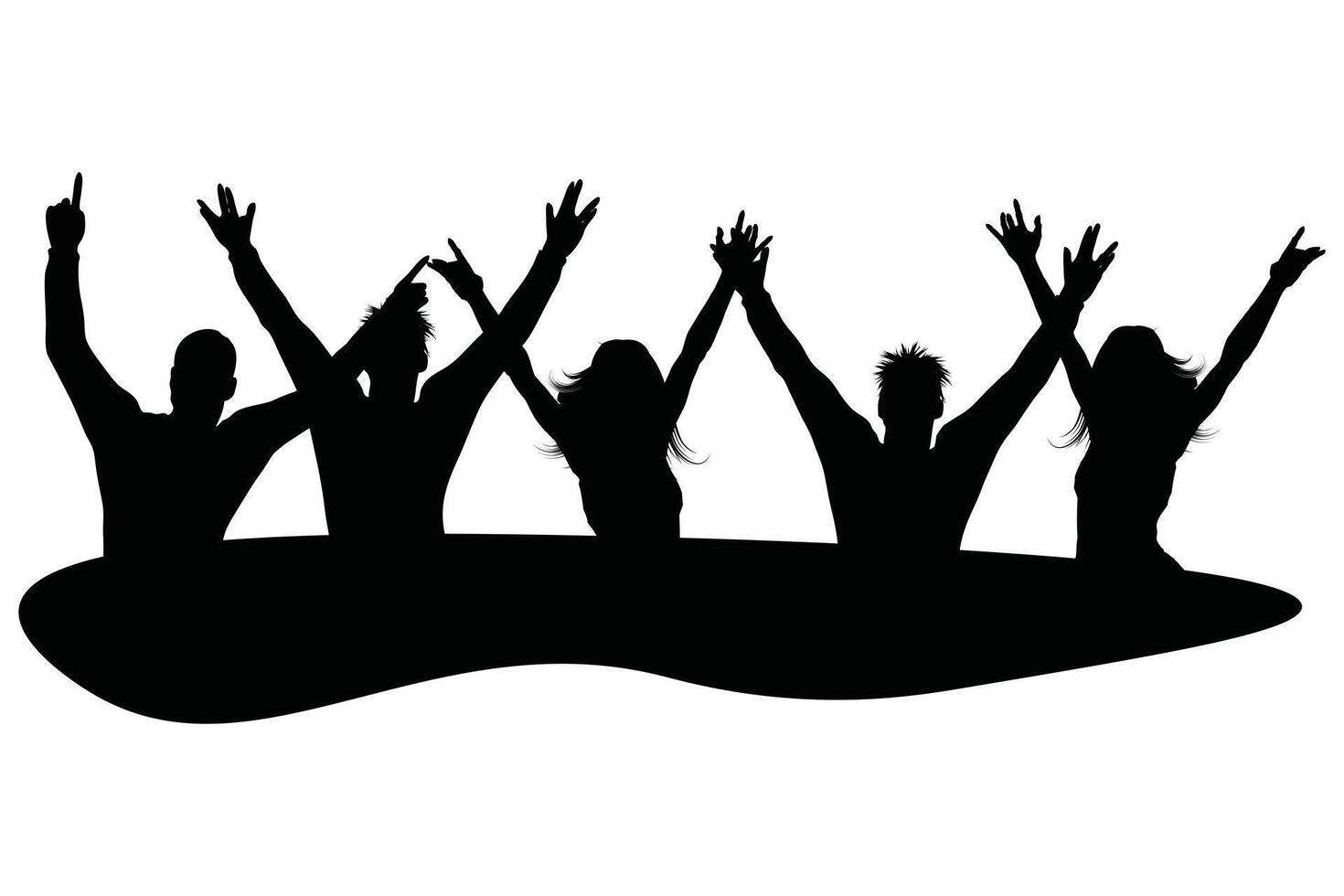 Silhouette Background of a Group of Happy Women Celebrating Together vector