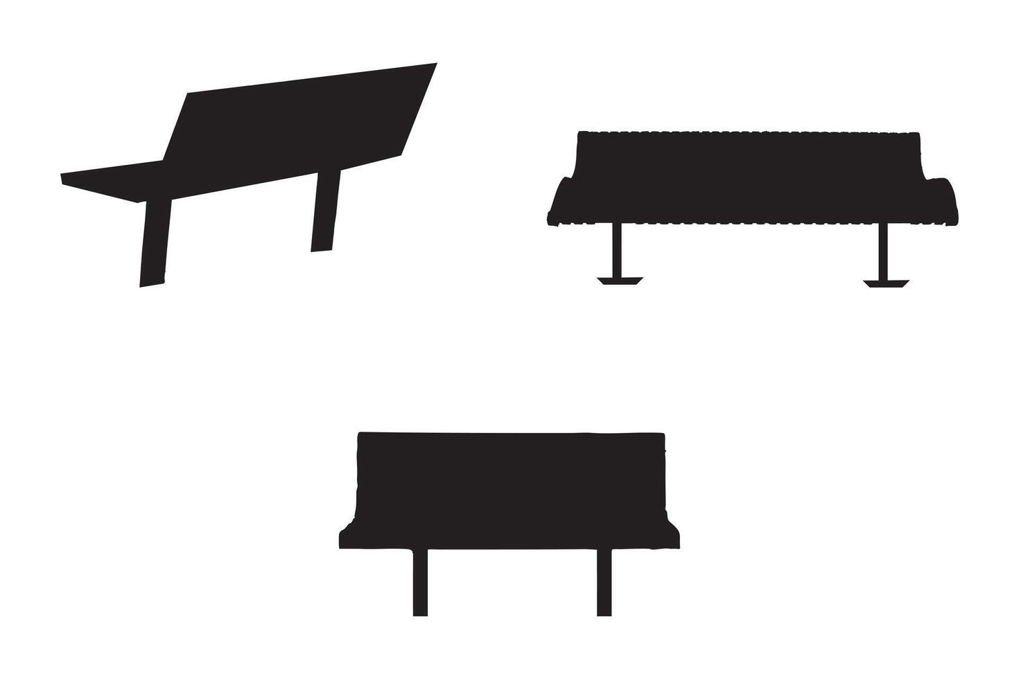 Four black silhouettes of benches on a white background vector