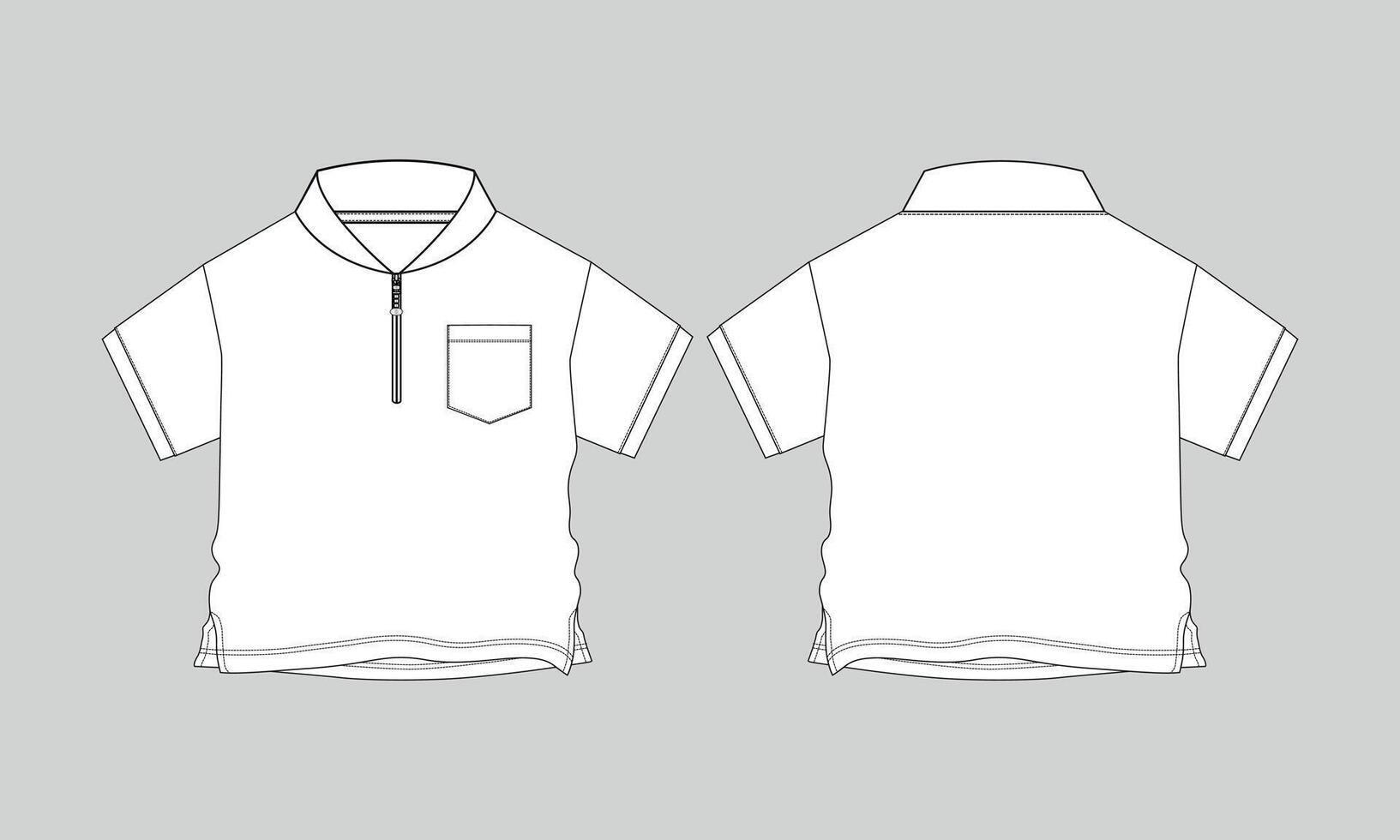 A white polo shirt with a zipper on the front vector
