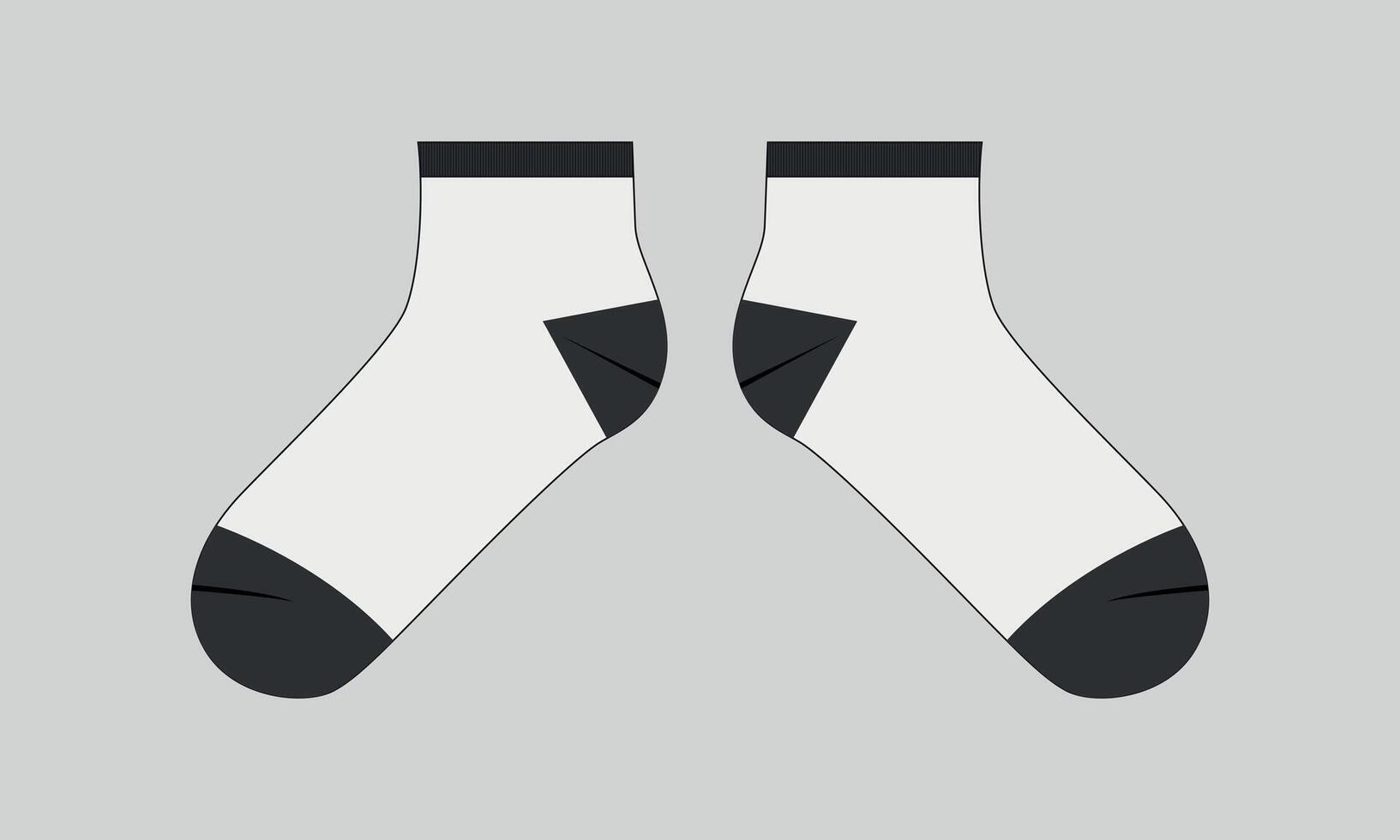 Socks technical drawing template isolated on grey background vector