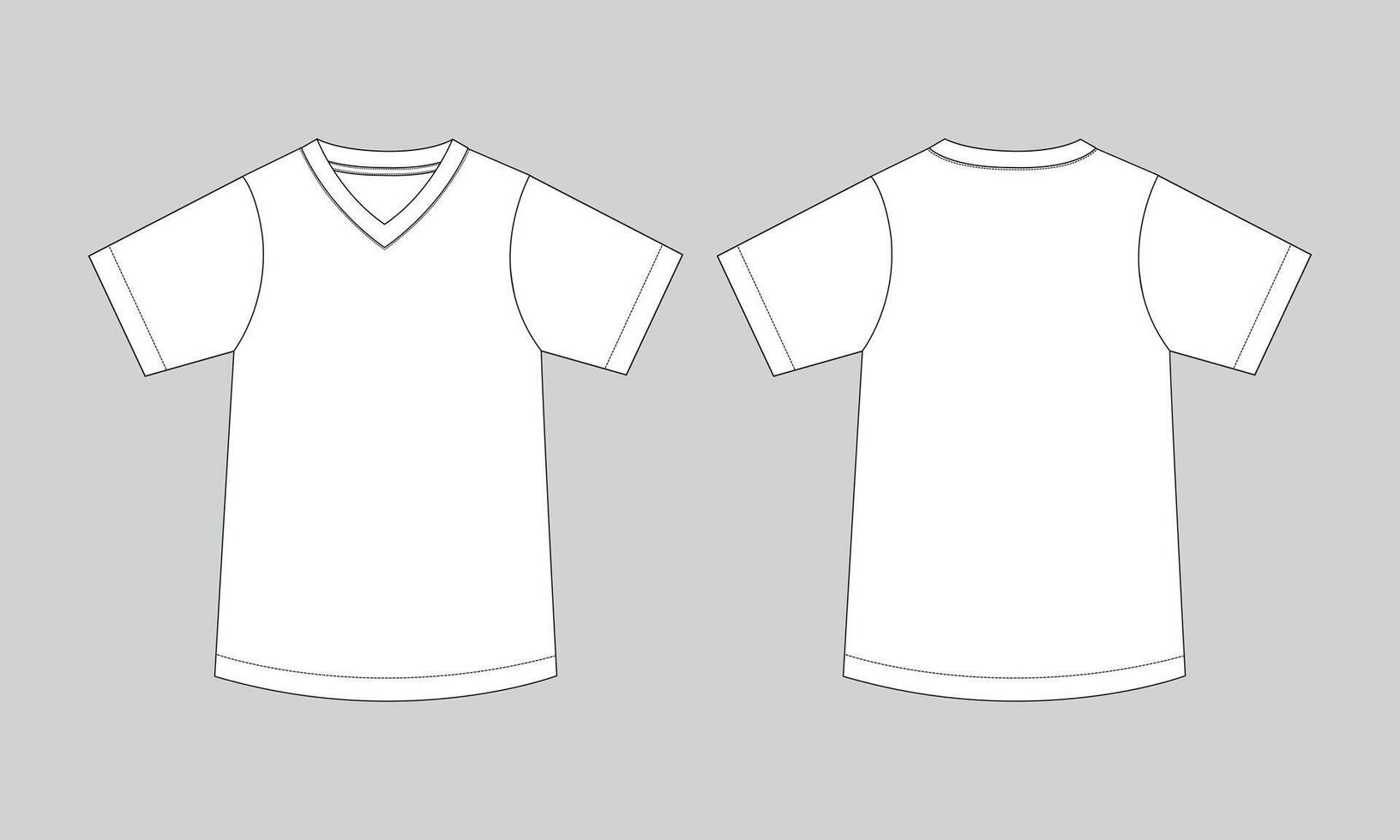 T shirt technical drawing fashion flat sketch template front and back vector
