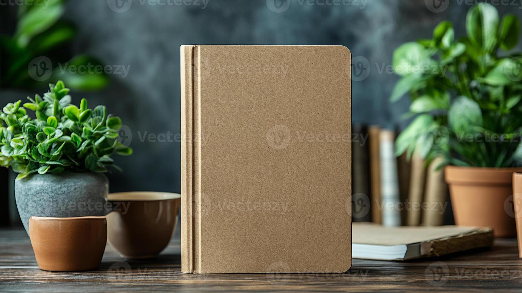 Kraft Notebook Flat Lay on Desk photo