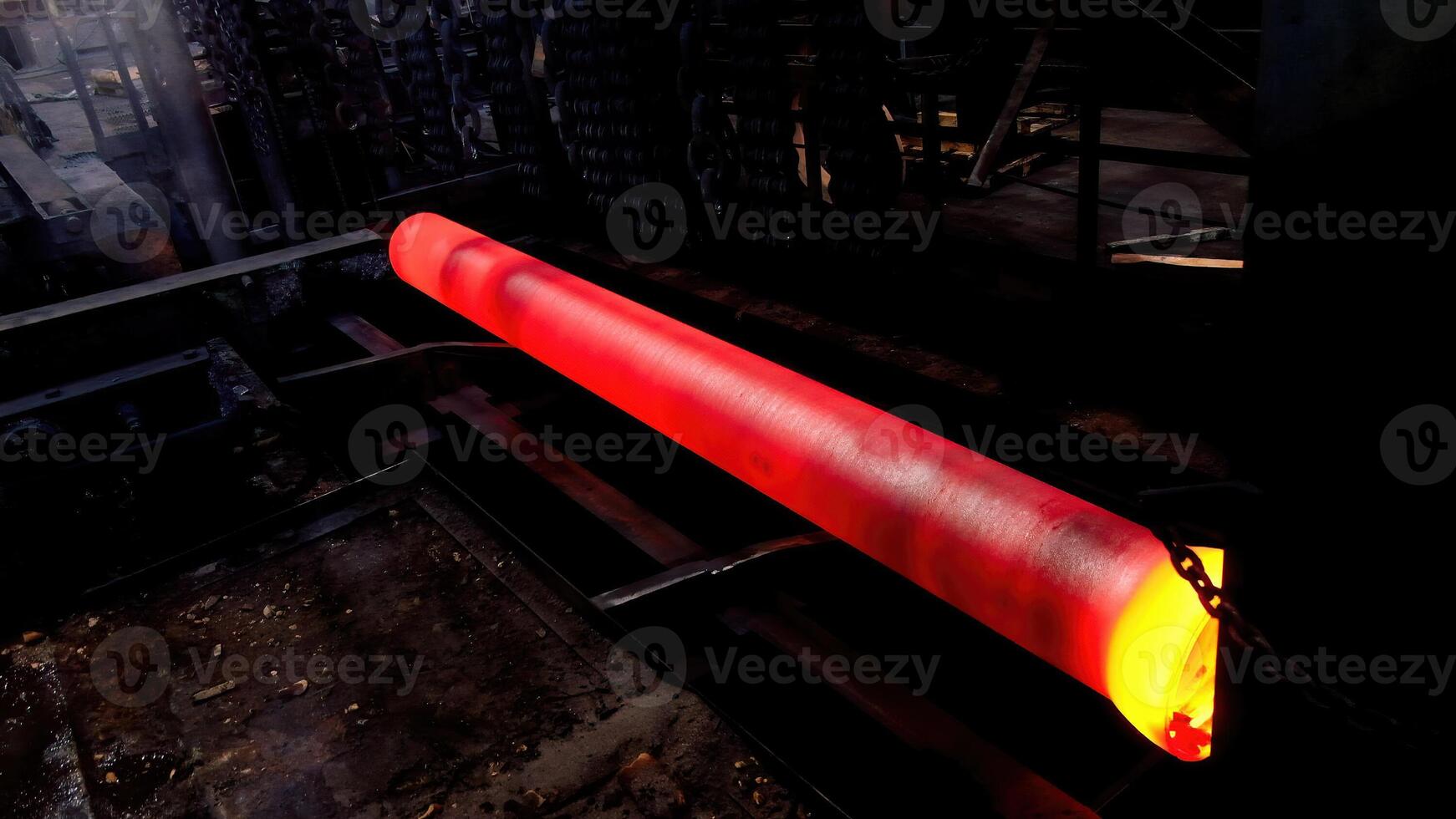 New hot cast iron pipe at the foundry photo