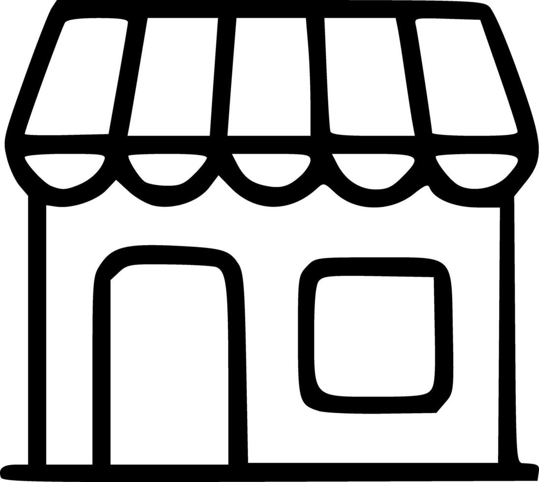 A black and white illustration of a store vector