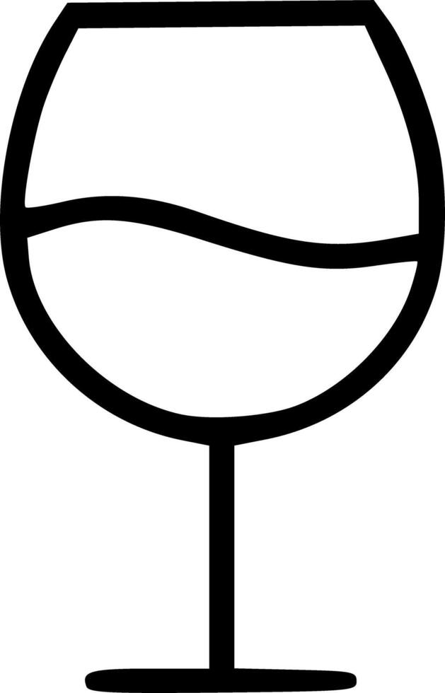 A black and white drawing of a glass of wine vector