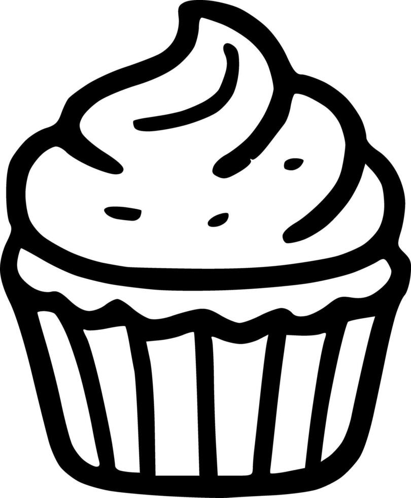 A black and white cupcake on a white background vector