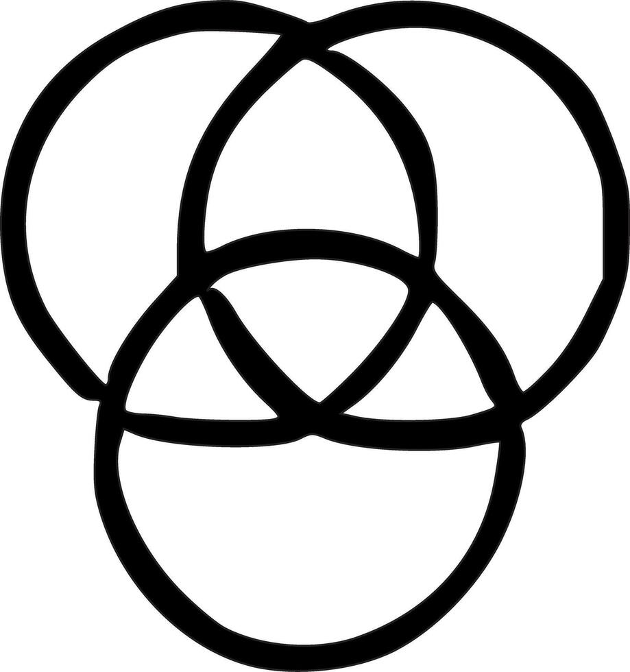 A black and white drawing of three circles vector