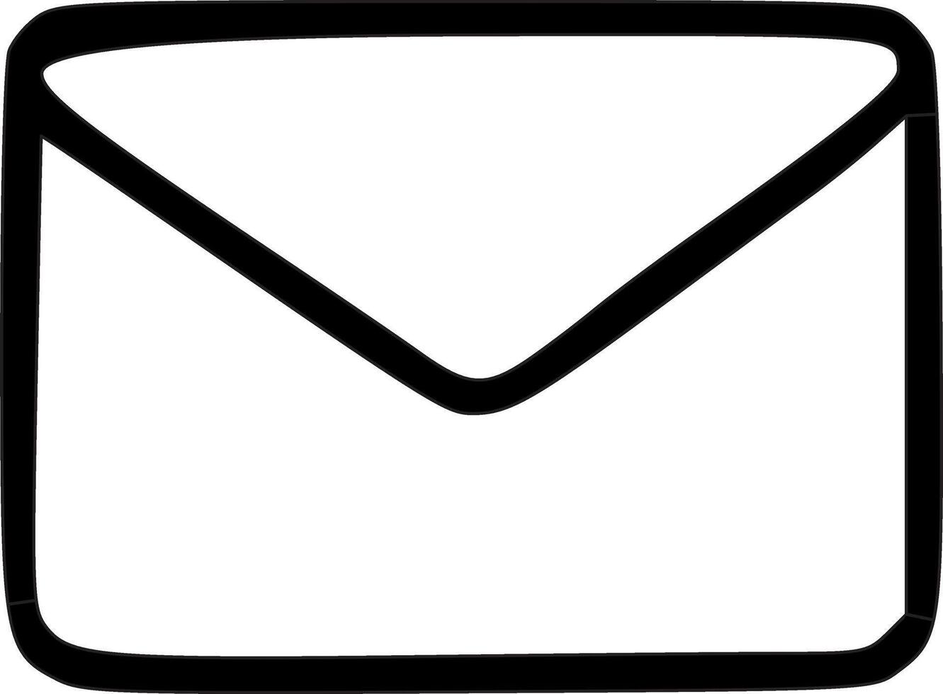 An envelope icon with a black outline vector