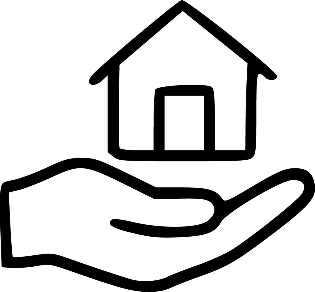 Hand holding house icon vector