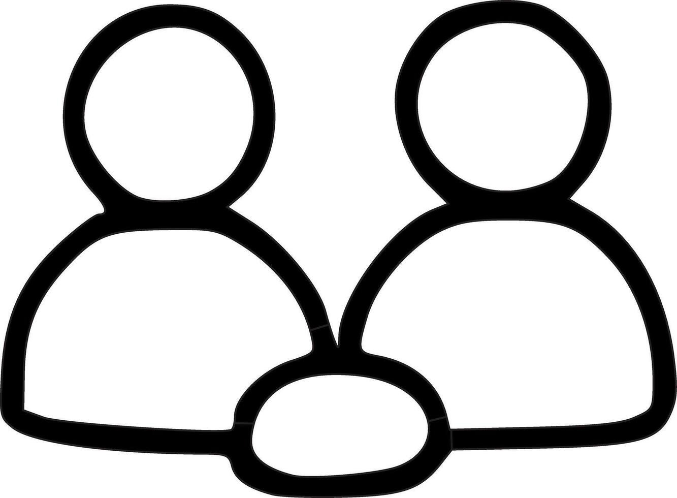 A black and white drawing of two people vector