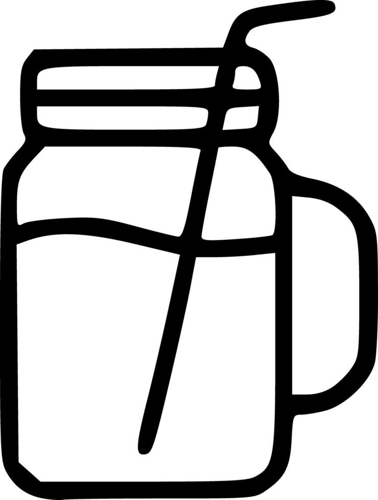 A jar with a straw and a drink in it vector