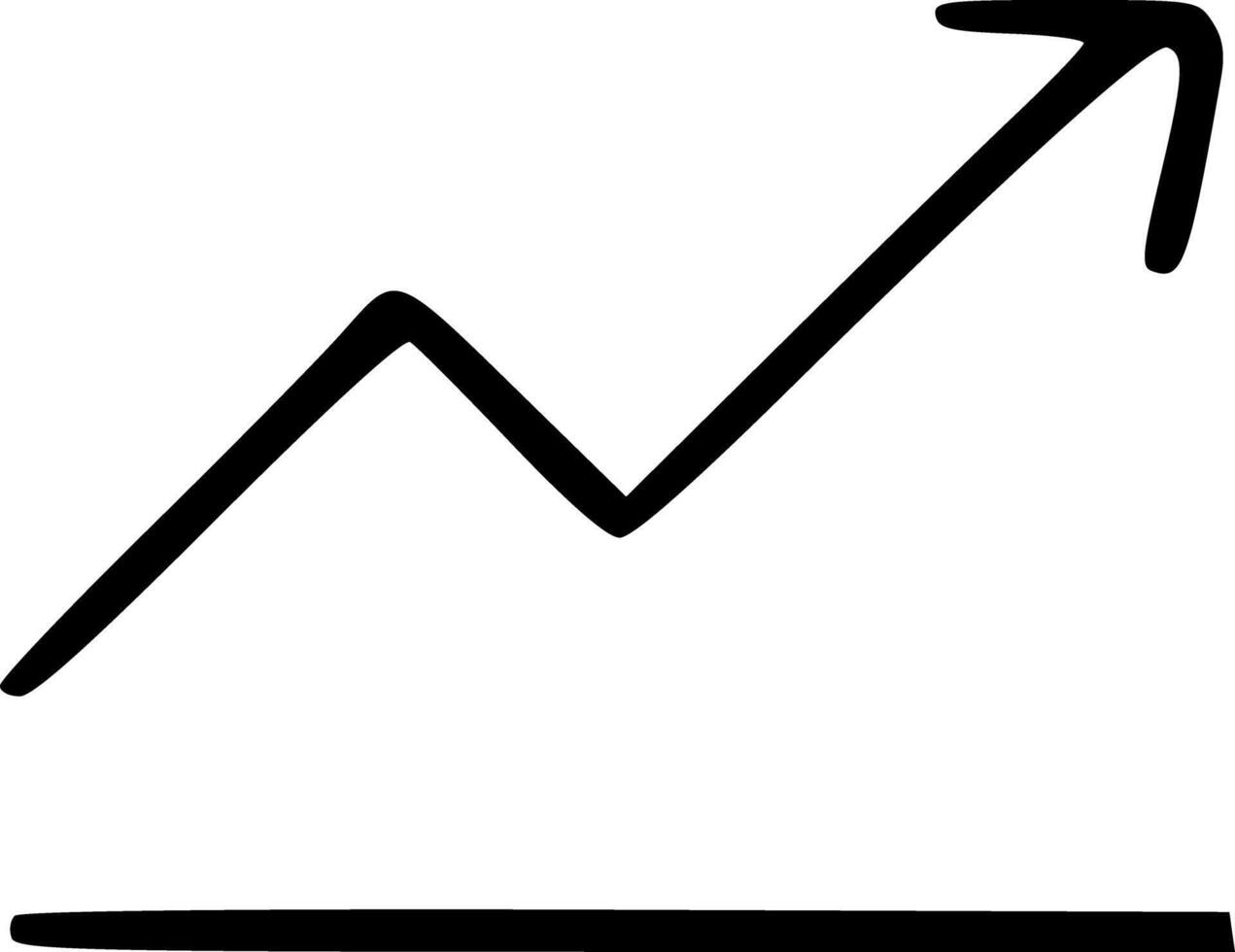 A graph line with an upward arrow vector
