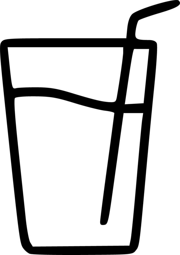 A glass of water with a straw in it vector