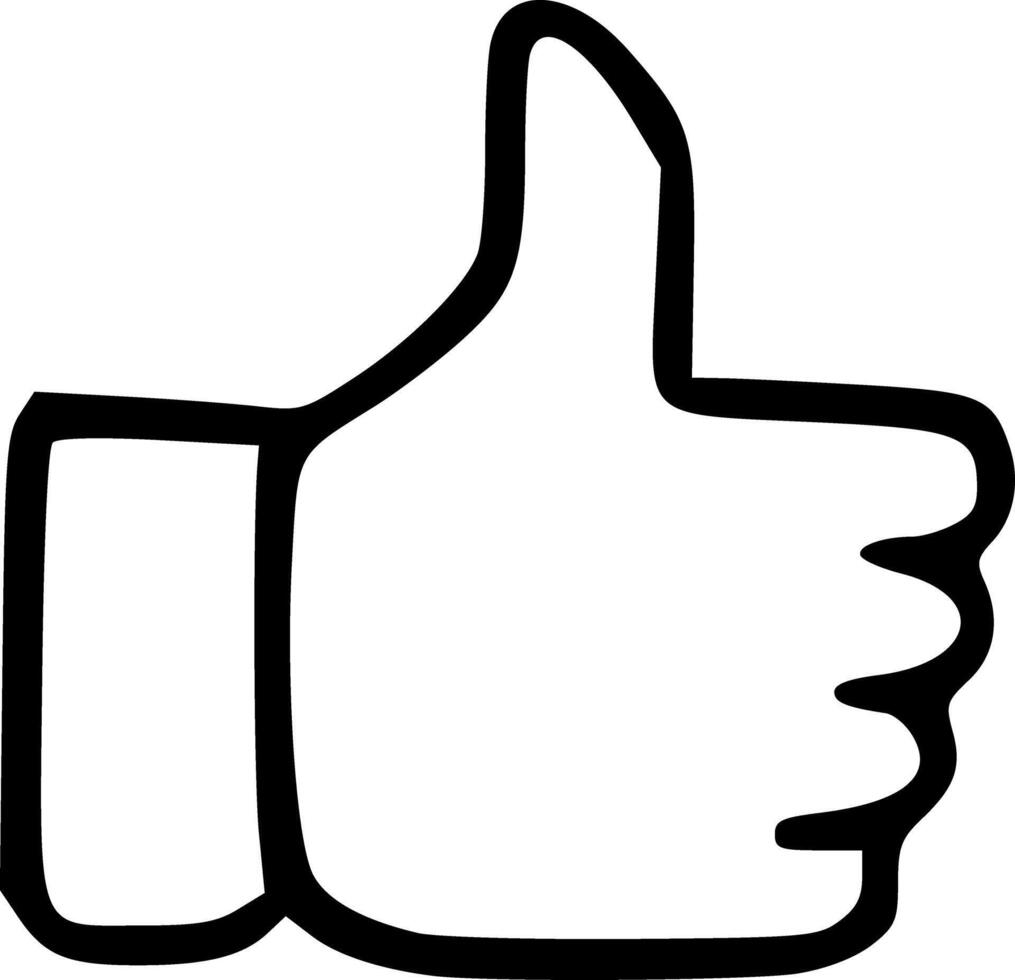 A black and white drawing of a thumbs up sign vector