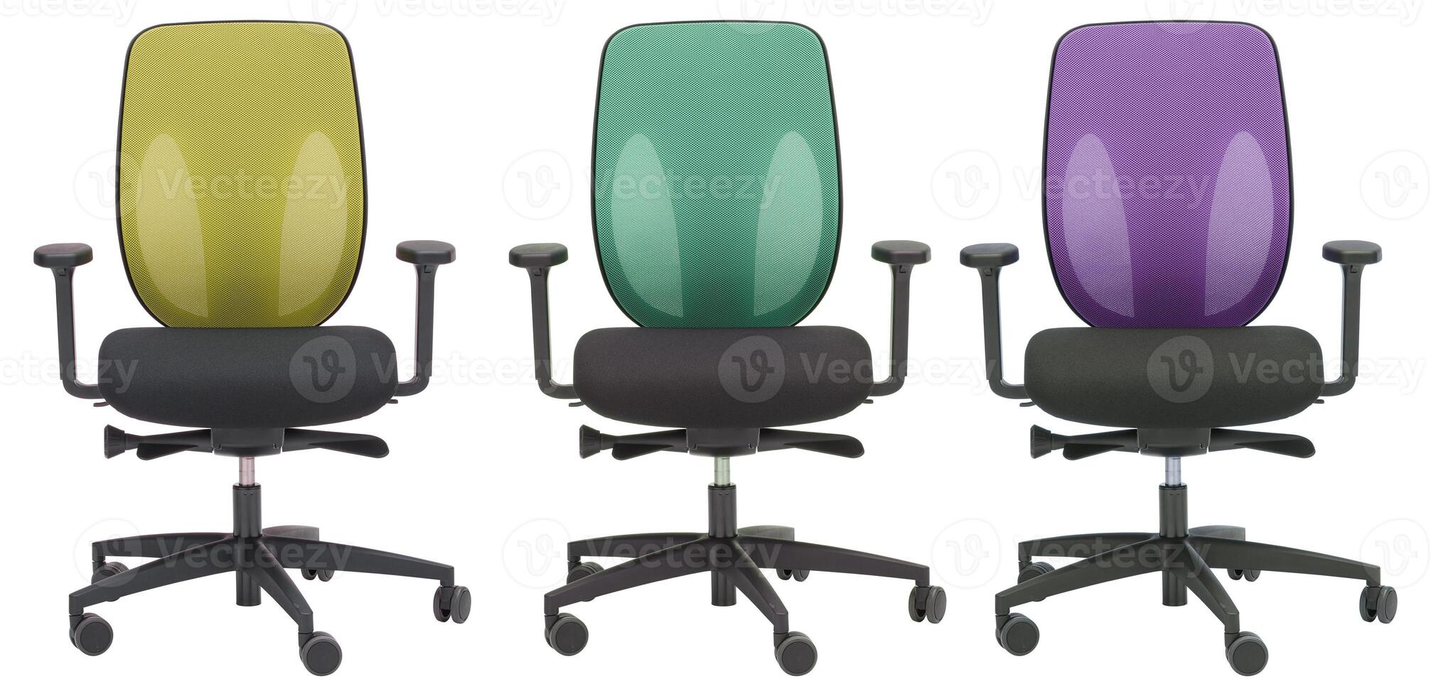 chair has a backrest and armrests that can be adjusted in height cut out isolated white background with clipping path photo