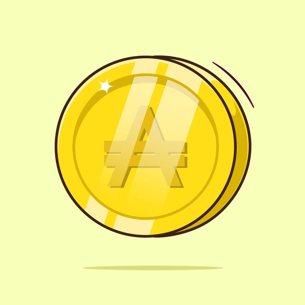 Draw Argentina gold coin illustration cartoon isolated with flat style design concept. Austral Gold Coin vector