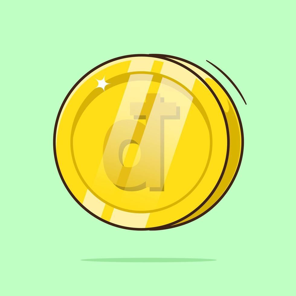 Cute design cartoon of Vietnam gold coin illustration art isolated with flat style concept. Dong Gold Coin vector