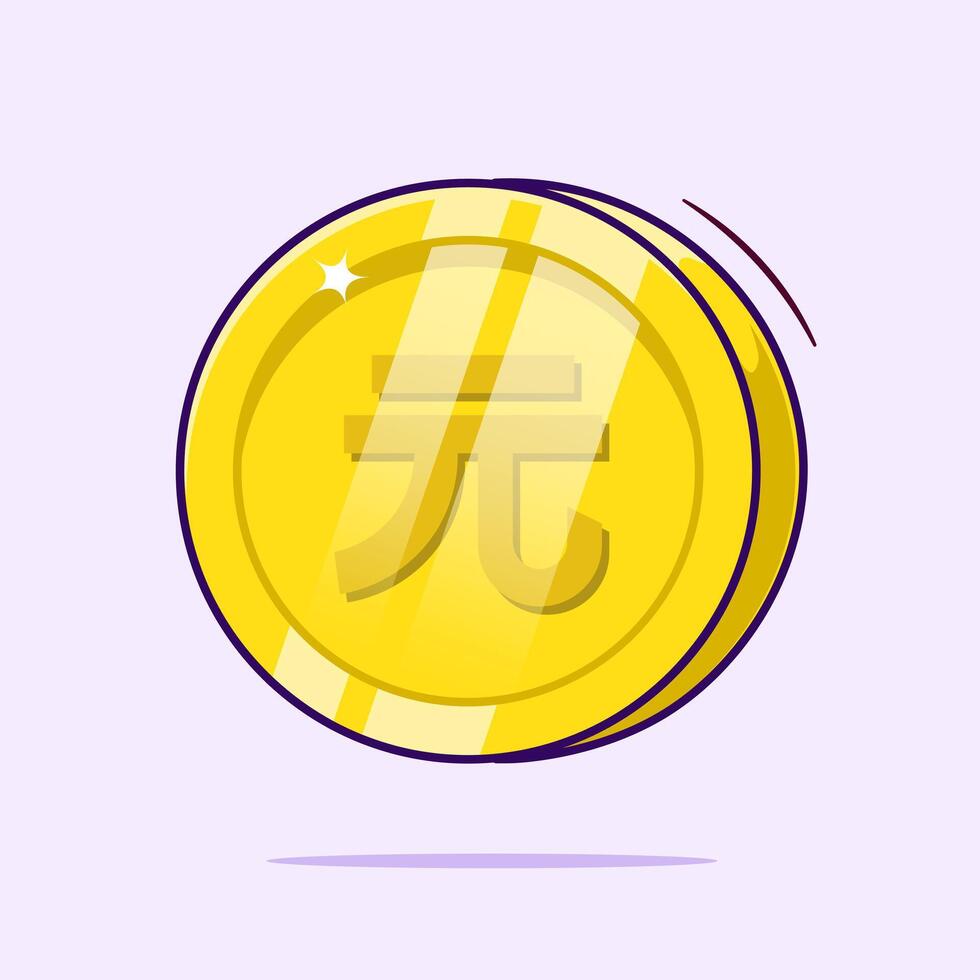 Chinese yuan gold coin currency symbol or icon cartoon illustration with flat style design. Yuan gold coin vector