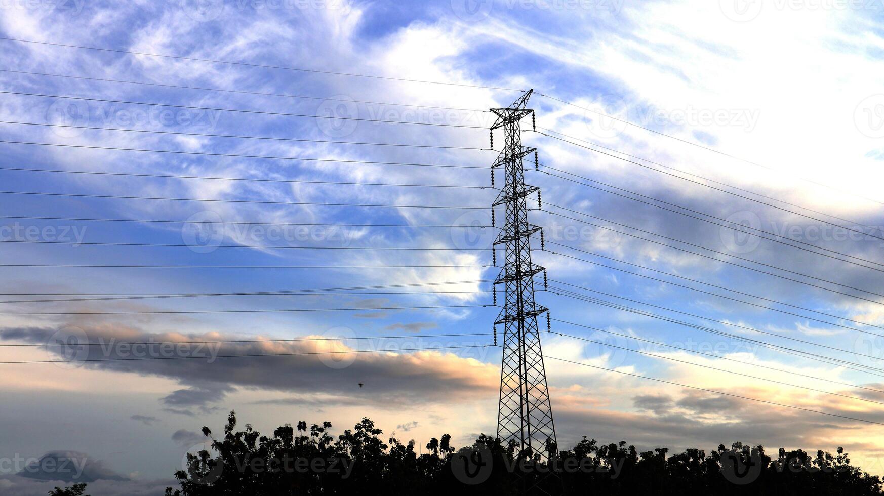 Electricity Transmission Tower Sky Background photo