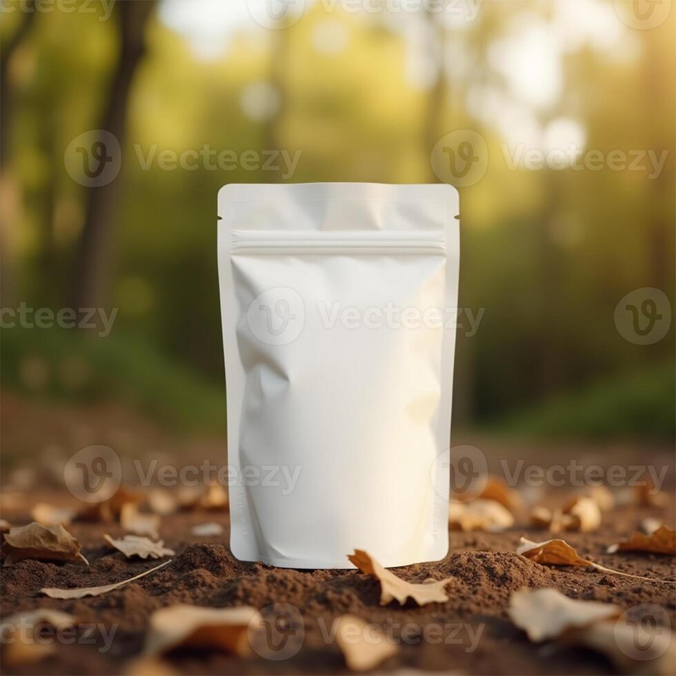 zipper pouch front view with nature background photo
