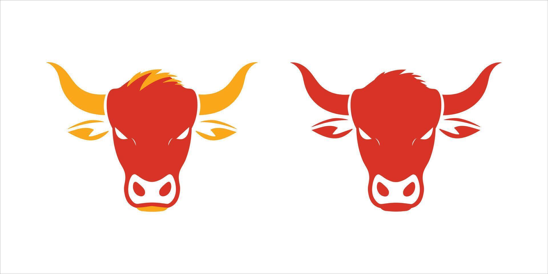 Bull red and yellow color effect illustration design. vector