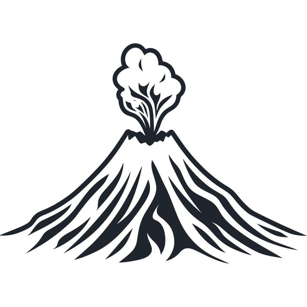 The volcano is depicted as a large, looming structure with a lot of detail vector