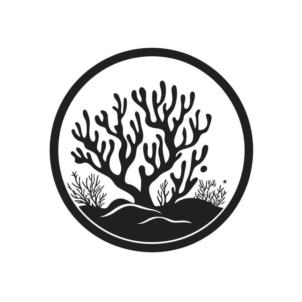A black and white coral reef icon vector
