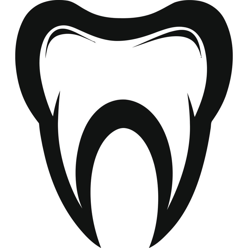 Black and white image of a tooth with a curved line vector