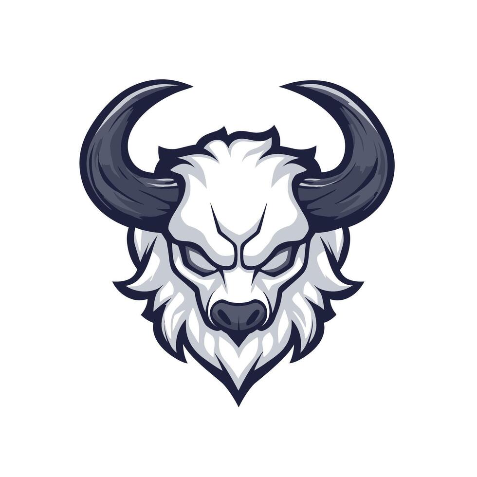 White bull with horns and a skull on its face vector