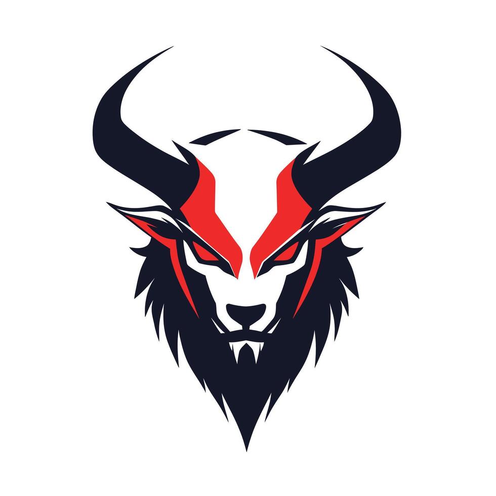 Bull with horns and a red and white face vector