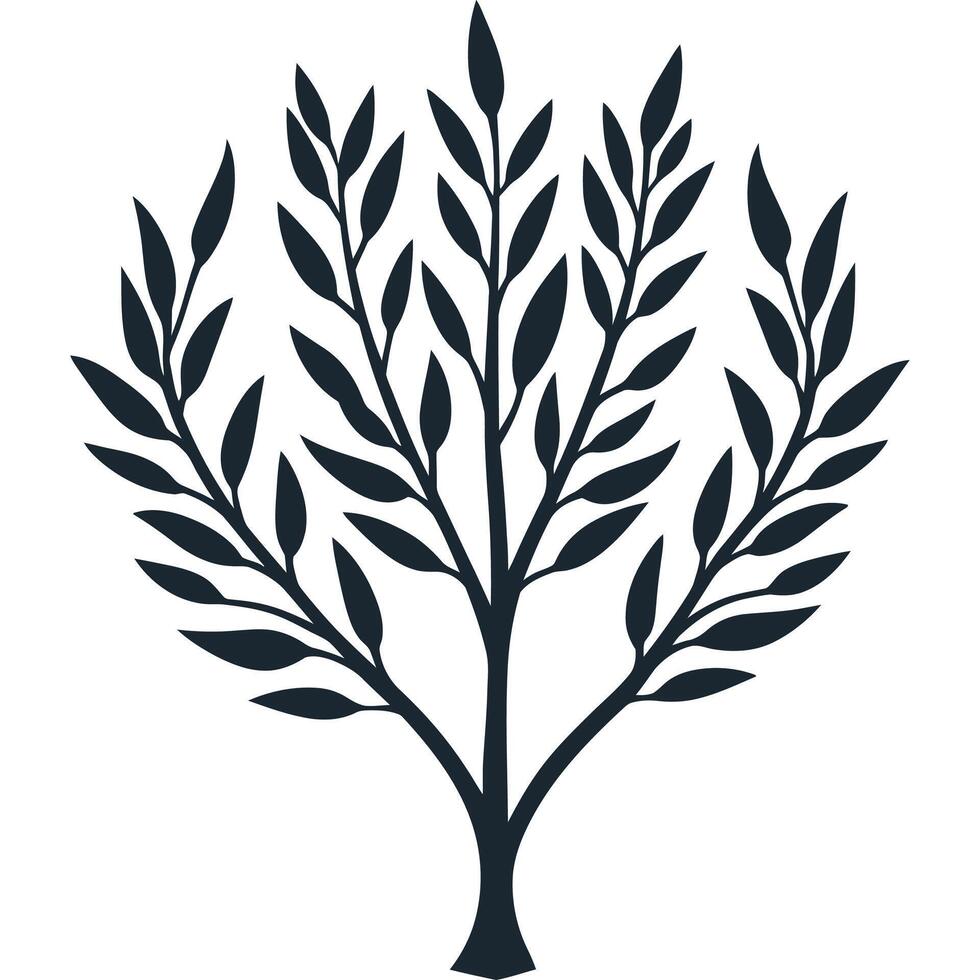 Tree with black leaves is shown in a black and white photo vector