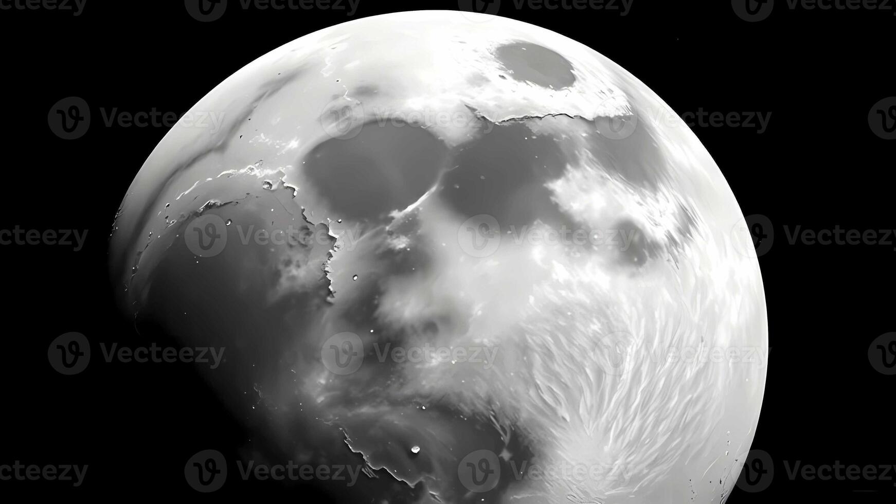 the moon is seen from space with a black background photo