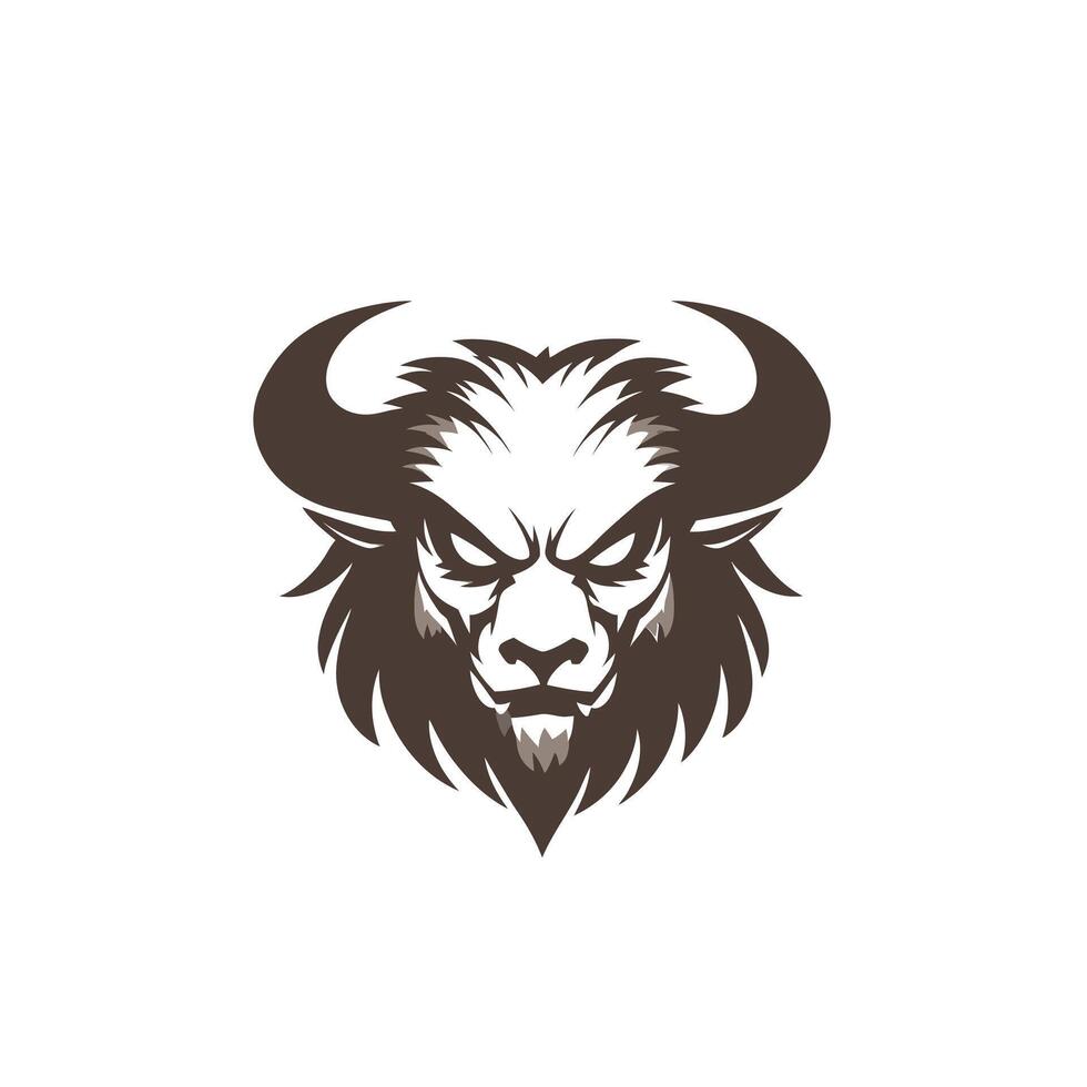 The head of an angry buffalo is shown in a logo vector
