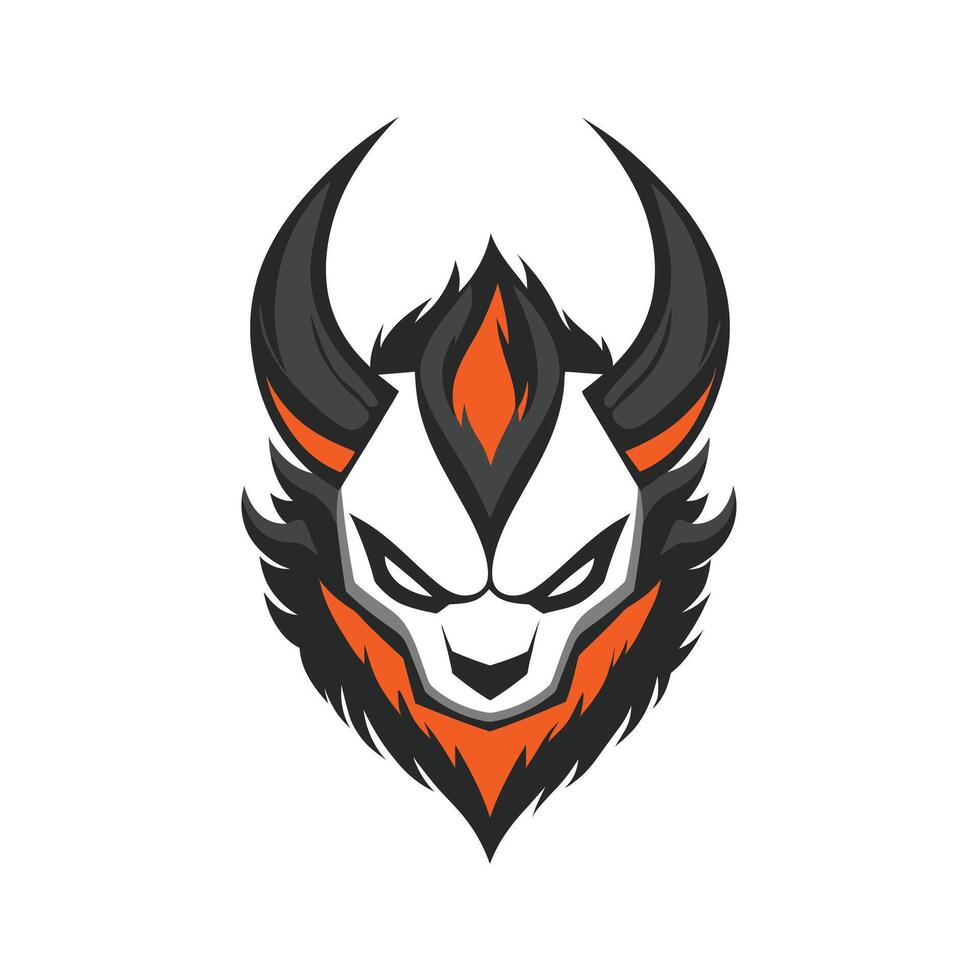 Cartoonish drawing of a demon with horns and a beard vector