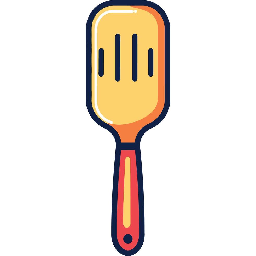 Yellow spatula with red handle. vector