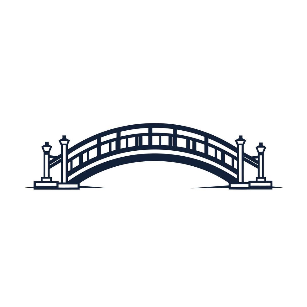 Bridge is shown in black and white. vector