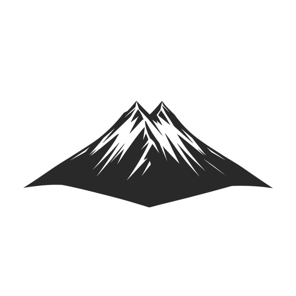 Mountain icon, black and white, on a white background vector