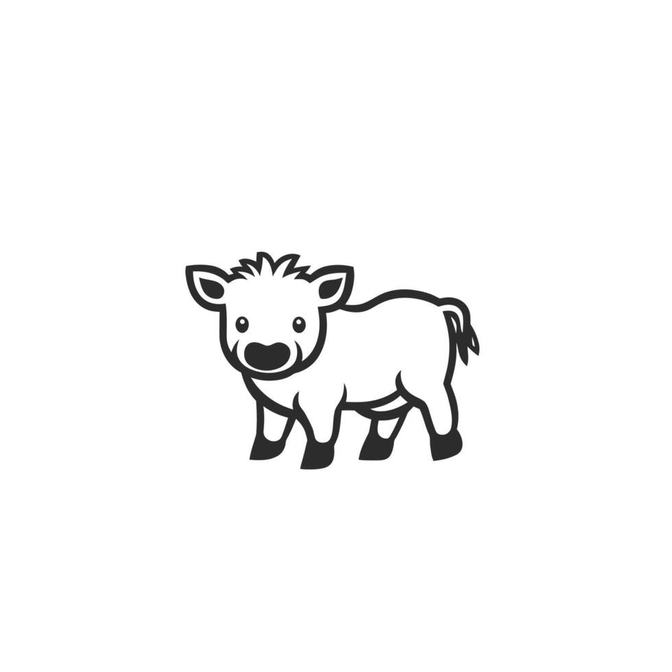 Cute little white cow with a black nose and black ears vector