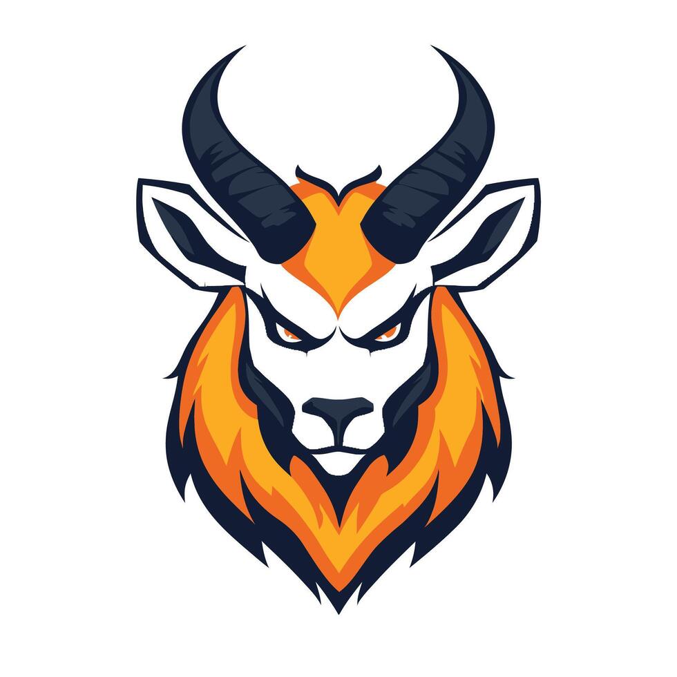 Cartoonish goat with horns and a lion's mane vector