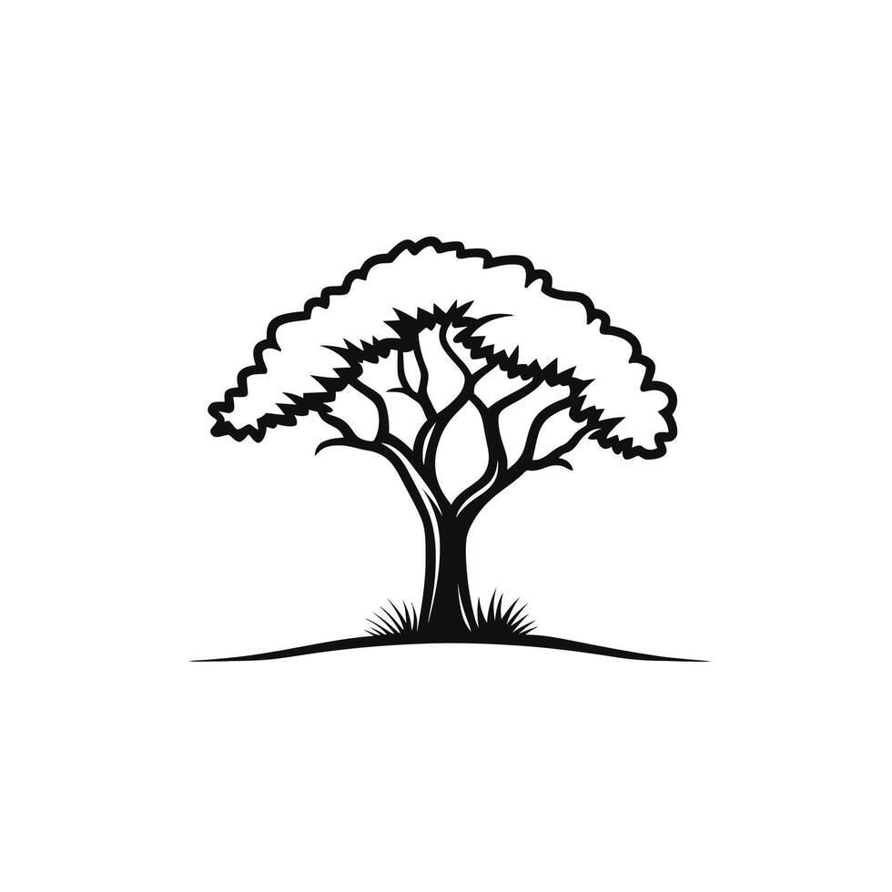 Tree is depicted in a black and white drawing vector