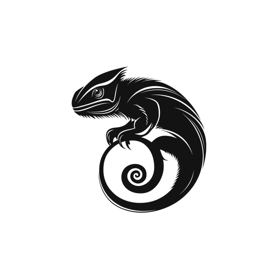 Black lizard with a long tail and a black and white spiral vector