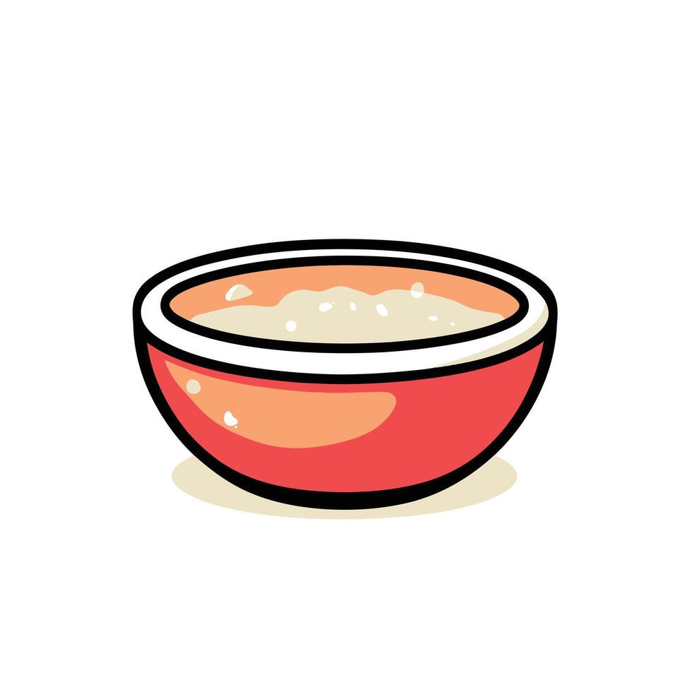 A bowl of rice is shown in a flat style vector