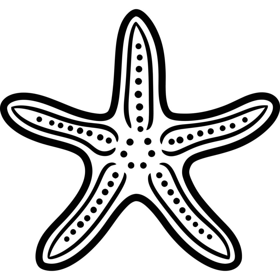 Starfish is drawn in black and white vector