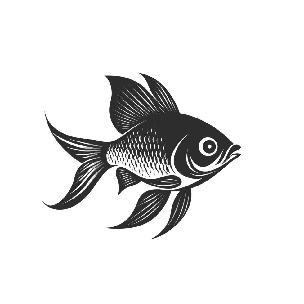 Black and white fish swimming in the water vector