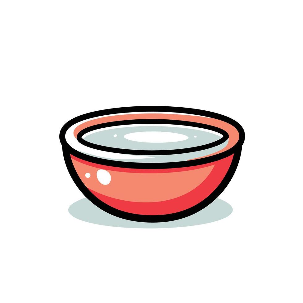 A red bowl with water in it on a white background vector