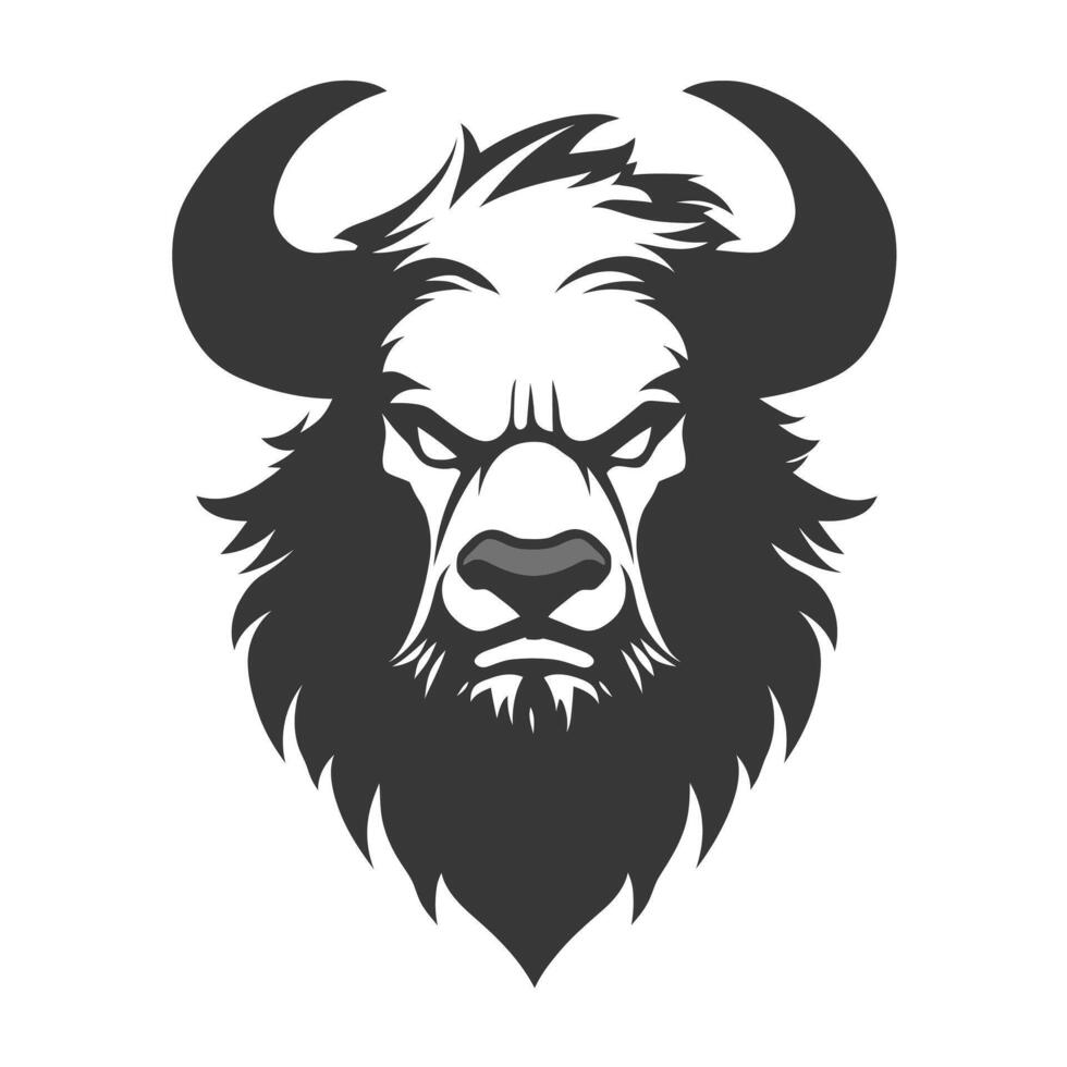 Bull with horns and a snarling mouth vector