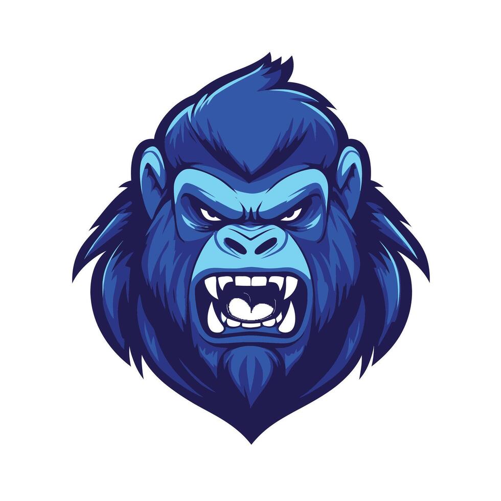 Blue gorilla with a menacing look on its face vector