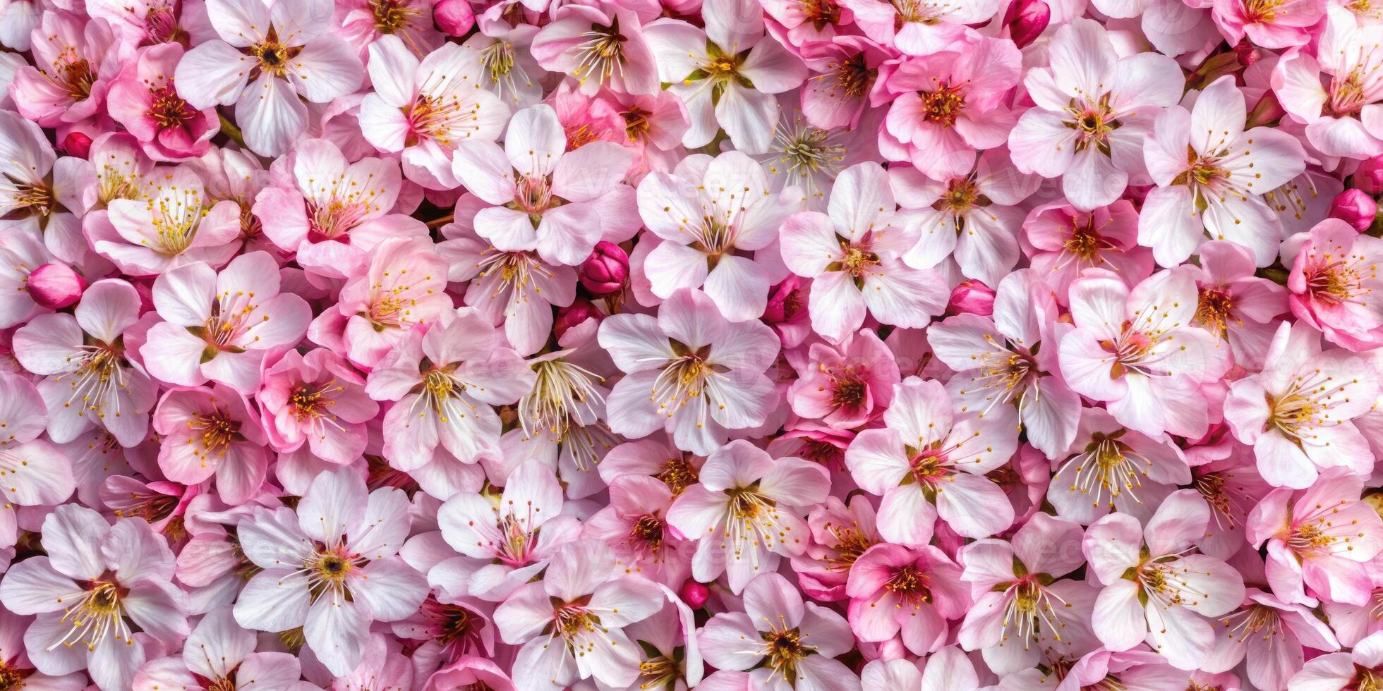 Delicate pink cherry blossoms in full bloom. photo