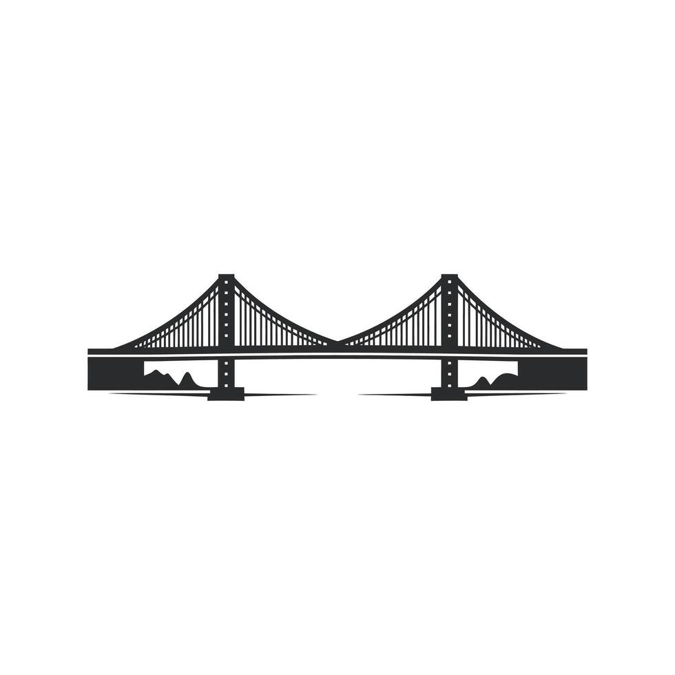 Bridge spans a body of water. vector
